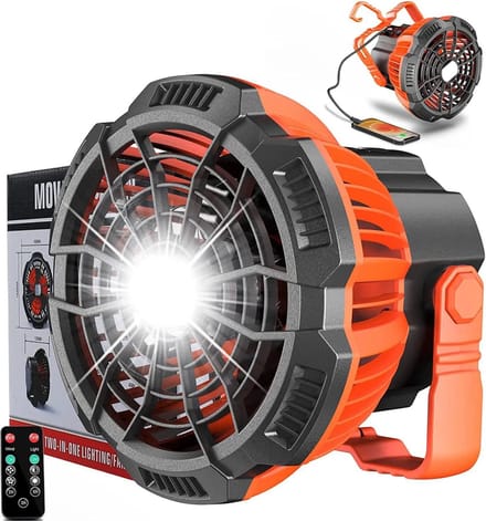 BP® Tent Ventilator - Mini Ventilator - Tafelventilator - Kleine Ventilator - Draagbare Ventilator - Handventilator - LED Verlichting & Powerbank - USB Oplaadbaar - Met afstandsbediening