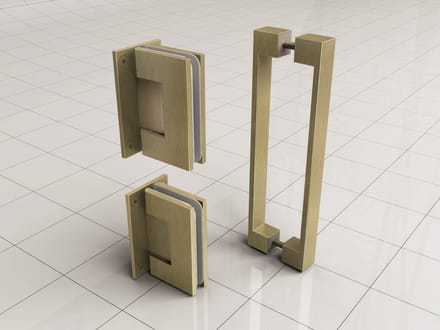 Sanifun Scharnierset met deurgreep Lego geborsteld messing