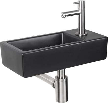 Differnz Hator fonteinset - 9x37.5x18.5cm - Rechthoek - 1 kraangat - Zwart