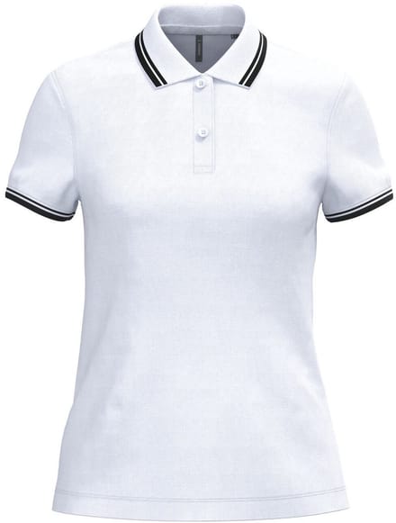 Kariban Gestreepte damespolo korte mouwen K273 - White / Black - M