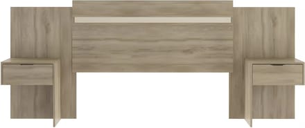 Vente-unique Hoofdeinde met nachtkastjes - Uitbreidbaar 140/160 cm - Eiken - PARATI