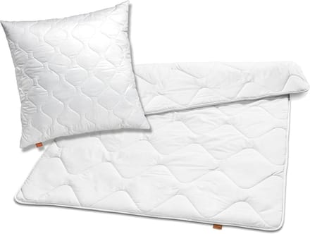 sleepling dekbed kussen set Basic 100 | dekbed 155 x 200 cm en kussen 80 x 80 cm | all year dekbed | overtrek van 100% microvezel | Made in EU | wasbaar tot 60 graden | wit