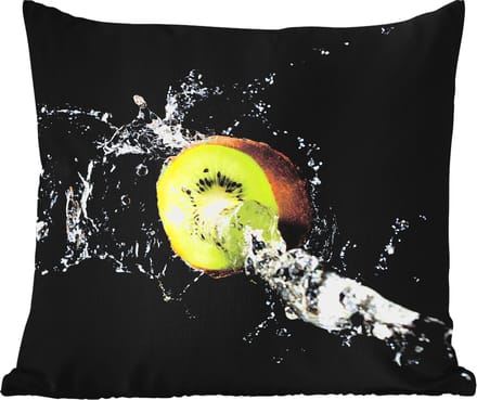 Tuinkussen - Kiwi - Fruit - Stilleven - Water - Zwart - 40x40 cm - Weerbestendig