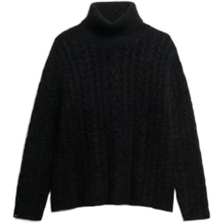 Superdry Kabeltrui met Rolkraag Black Grootte: 36