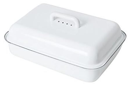 Klassieke Emaille Broodtrommel 37x26 cm - Wit - Duurzaam en Handgemaakt
