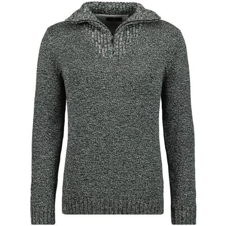 Ragman Trui Troyer Zip Cotton Knit Pullover Elbow Patches Grijs / male