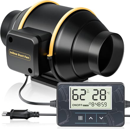 Afvoerventilator 100 mm met Vochtigheidssensor en Temperatuursensor voor Kassen en Hydrocultuur