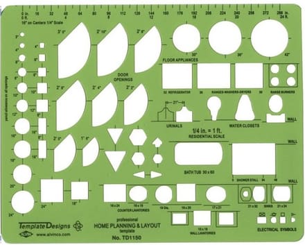 Professionele Binnenhuis Architect Sjabloon # TD1150 - Scale 1/4 Inch = 1 ft.