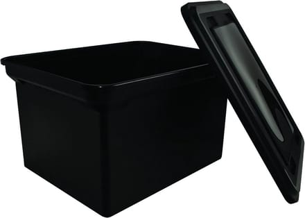 File Tote met Deksel 18 x 1.75 x 14 Inch Zwart