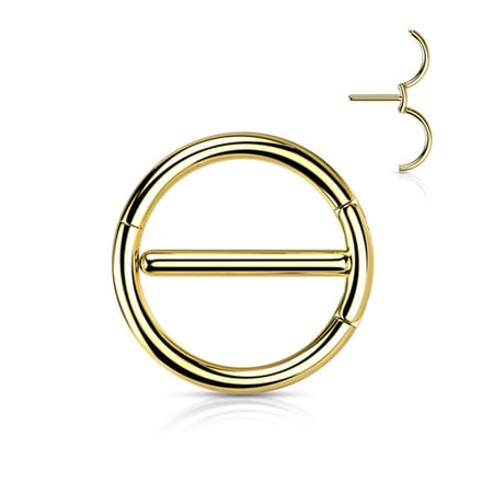 Tepelpiercing PVD Duel hinge 1.6x12 - goud - LMPiercings