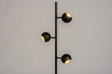 Lumidora Vloerlamp 74113 - DUNK - 3 Lichts - G9 - Zwart - Goud - Metaal
