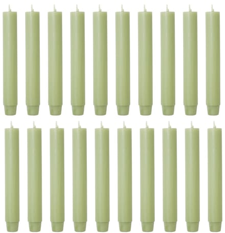Rustik Lys chique mooie dinerkaarsen pak van 20 stuks 2.6 x 18 cm in de kleur Sage