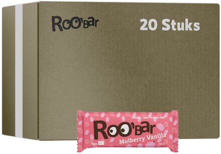 Roo'Bar | Mulberry & Vanilla Bar | 20 stuks | 20 x 30 gram