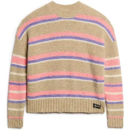Superdry Gestreepte Trui met Ronde Hals Bruin Grootte: 38