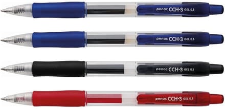 Penac CCH3 - Gelpen - 2x Blauw - Rood - Zwart - 0.7 mm - 4 pack