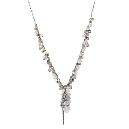 Behave - Lange ketting dames - Synthetische parels - Antraciet/Wit