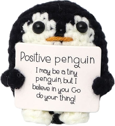 Positive Penguin - Gehaakt poppetje - Cadeau artikel - 7cm