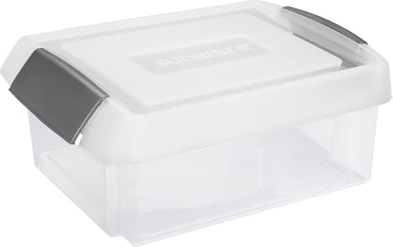 Sunware opslagbox - 17 liter - transparant - 45 x 36 x 14 cm - kunststof - met afsluitbare extra hoge deksel