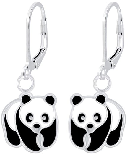 Joy|S - Zilveren Panda oorbellen - leverback sluiting