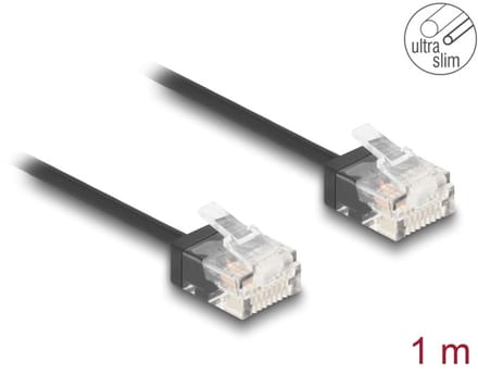 Delock RJ45 Network Cable Cat.6 UTP Ultra Slim 1 m black with short plugs