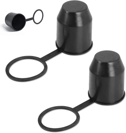 Famanu - Set van 2 trekhaakbeschermdoppen, zwart kunststof, universeel formaat