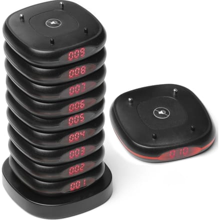 HENDI Restaurantpiepers – set van 10 – 3 meldingsmodi – bereik 500 m – ruimtebesparend opladen (uitbreidingsset)
