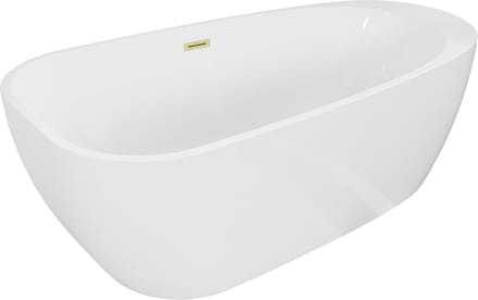 Mexen Giada vrijstaande badkuip 170 x 90 , wit glanzend, overloop goud geborsteld - 52741709000-55