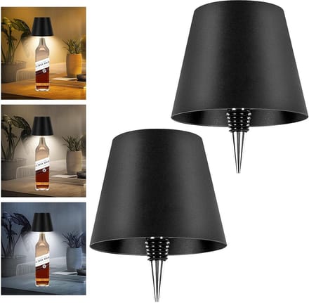 2 Stuks Oplaadbare Draadloze Fleslamp - 3 Kleuren Sfeerverlichting LED voor Wijn- en Drankflessen