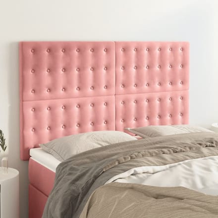vidaXL - Hoofdbord - roze - 144x5x118/128 - cm - fluweel