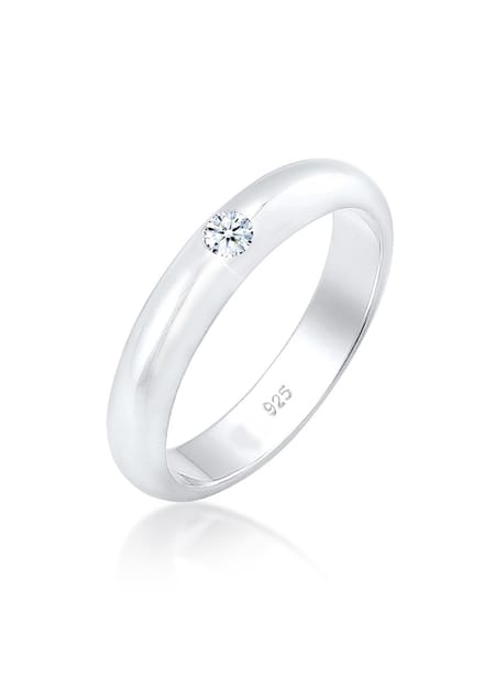 Elli PREMIUM - Ring - Solitaire Verloving met Diamant (0.06 ct.) in 925 Sterling Zilver - Dames