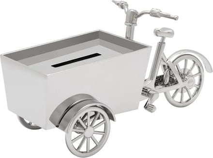 Zilverstad - Spaarpot Bakfiets zilver kleur