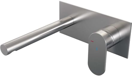 Brauer Brushed Edition Inbouw Wastafelmengkraan met Rechte Uitloop en Afdekplaat Model C1 RVS Geborsteld PVD