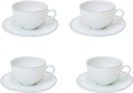 Costa Nova theekop & schotel Pearl wit 0,25 Ltr set van 4