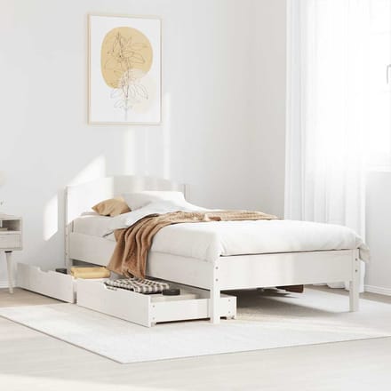 vidaXL - Bedframe - zonder - matras - massief - grenenhout - wit - 140x200 - cm