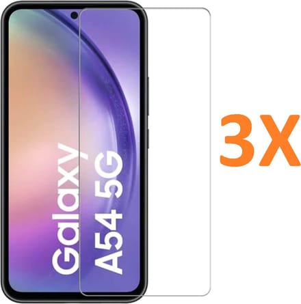 Screenprotector Glas - Tempered Glass Screen Protector Geschikt voor: Samsung Galaxy A54 - 3x