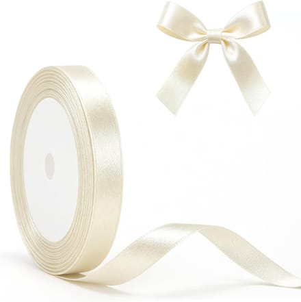 Satin Lint in Ivoor Wit, 10mm: Decoratief Cadeaulint, 22m voor Creatieve Projecten en Versieringen