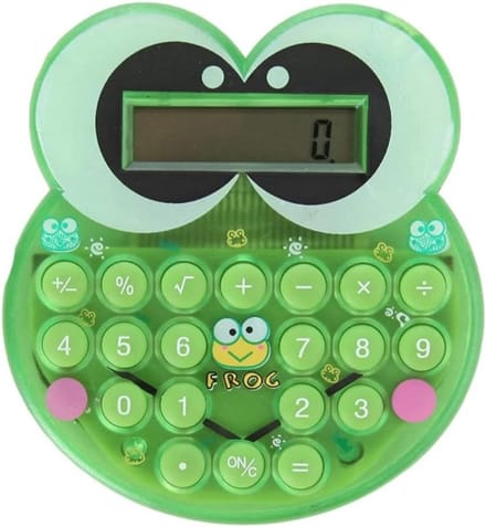 Mini Rekenmachine - Zakcalculator - Student Examen - Uniek Kikker Design - 3.5x3.1in - Groen