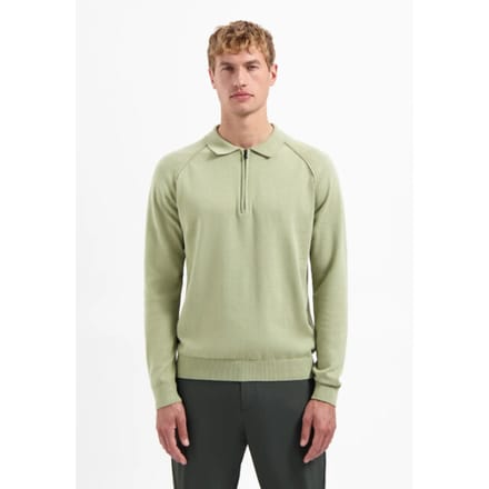 No Excess Pullover Polo Half Zip Solid Light Moss Size: L | Sweaters Outlet | Heren | Groen