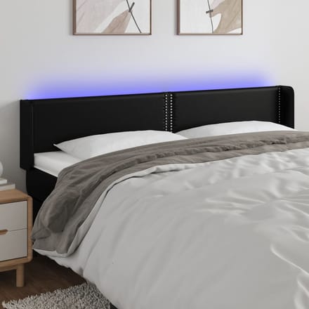vidaXL - Hoofdbord - LED - 183x16x78/88 - cm - kunstleer - zwart