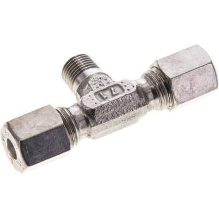 6L & M10x1 (con) RVS T-stuk Knelfitting Buitendraad 315bar ISO 8434-1