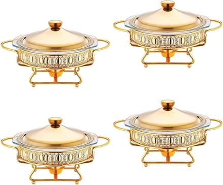 Buffet warmer set - Chafing dish warmhoudbak - Feesten en diners - Gouden plating - 2L inhoud - Goud
