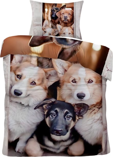 iSleep Dekbedovertrek Honden - Eenpersoons - 140x200/220 cm - Multi