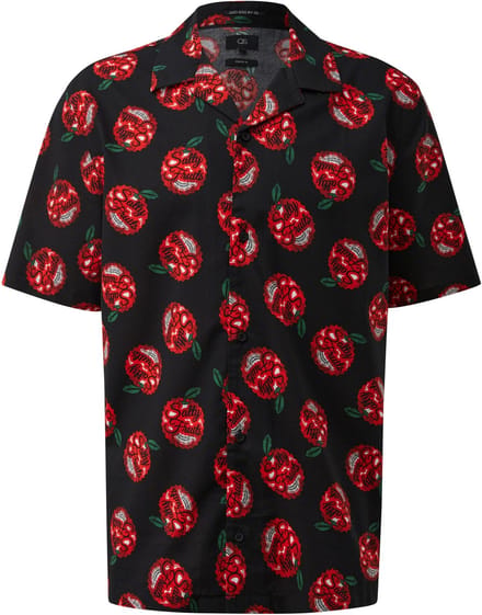 Geprinte blouse van gemengd katoen met reverskraag QS