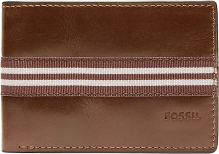 FOSSIL Leren Kaarthouder Portemonnee Jared Front Pocket Wallet Bifold Medium Brown Bruine