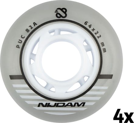 Nijdam Inline Skate Wielen Set - 64x24 mm - 4st - Zilver/Wit