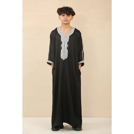 Kinderjongens zwarte Marokkaanse Thobe Jubba Robe Eid Djellaba Gandoura