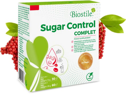 Biostile – Sugar Control Complete – Ondersteunt de Koolhydraat – En Bloedsuikerstofwisseling - 90 Capsules