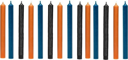 Cactula | dinerkaarsen 19,5 cm | Bold Interieur | Cognac Zwart Donkerblauw 15 stuks