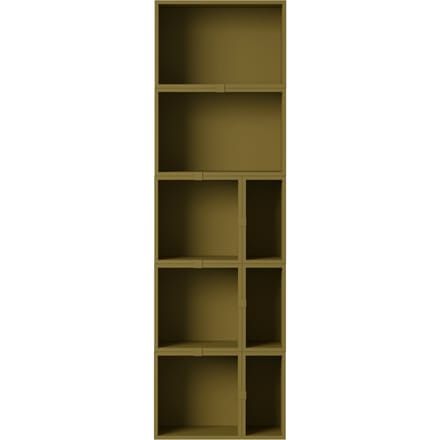 Muuto Stacked Storage Bookcase configuratie 7 - brown green