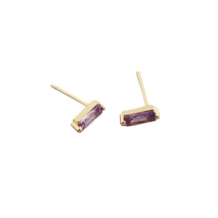 YOLA Stud Oorbellen | Paars/Goud | 7,8 x 3 mm | 925 Silver